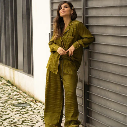 Damen-Pyjama-Set, trendiges Design, Viskose, Polyester-1
