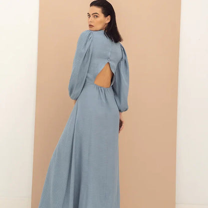 Damen-Kleid, Puffärmel, Jacquard, Polyester, Viskose-3