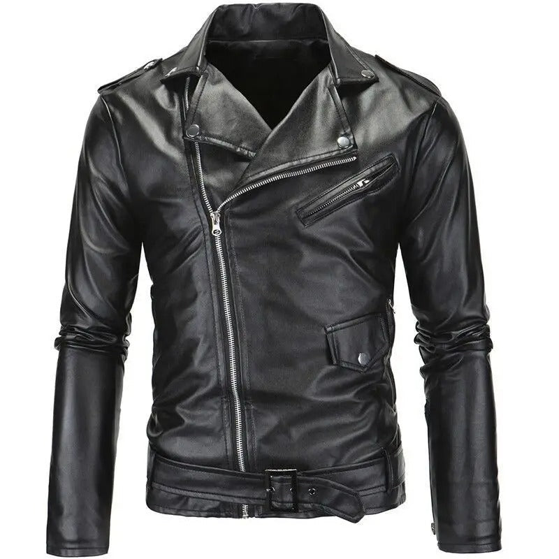 Slimfit Motorradjacke aus Kunstleder mit Kunstfellfutter – Schwarz/Weiß, wintertauglich, maschinenwaschbar 1
