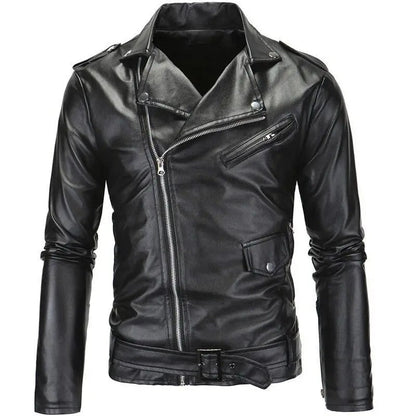 Slimfit Motorradjacke aus Kunstleder mit Kunstfellfutter – Schwarz/Weiß, wintertauglich, maschinenwaschbar 1