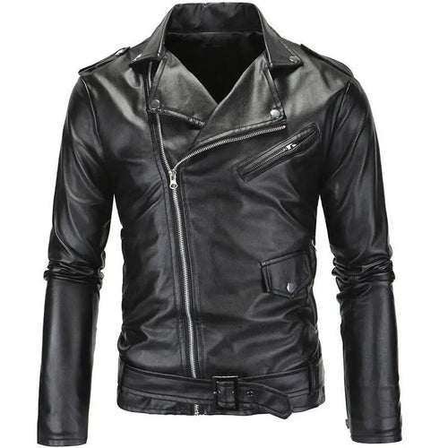 Slimfit Motorradjacke aus Kunstleder mit Kunstfellfutter – Schwarz/Weiß, wintertauglich, maschinenwaschbar 1