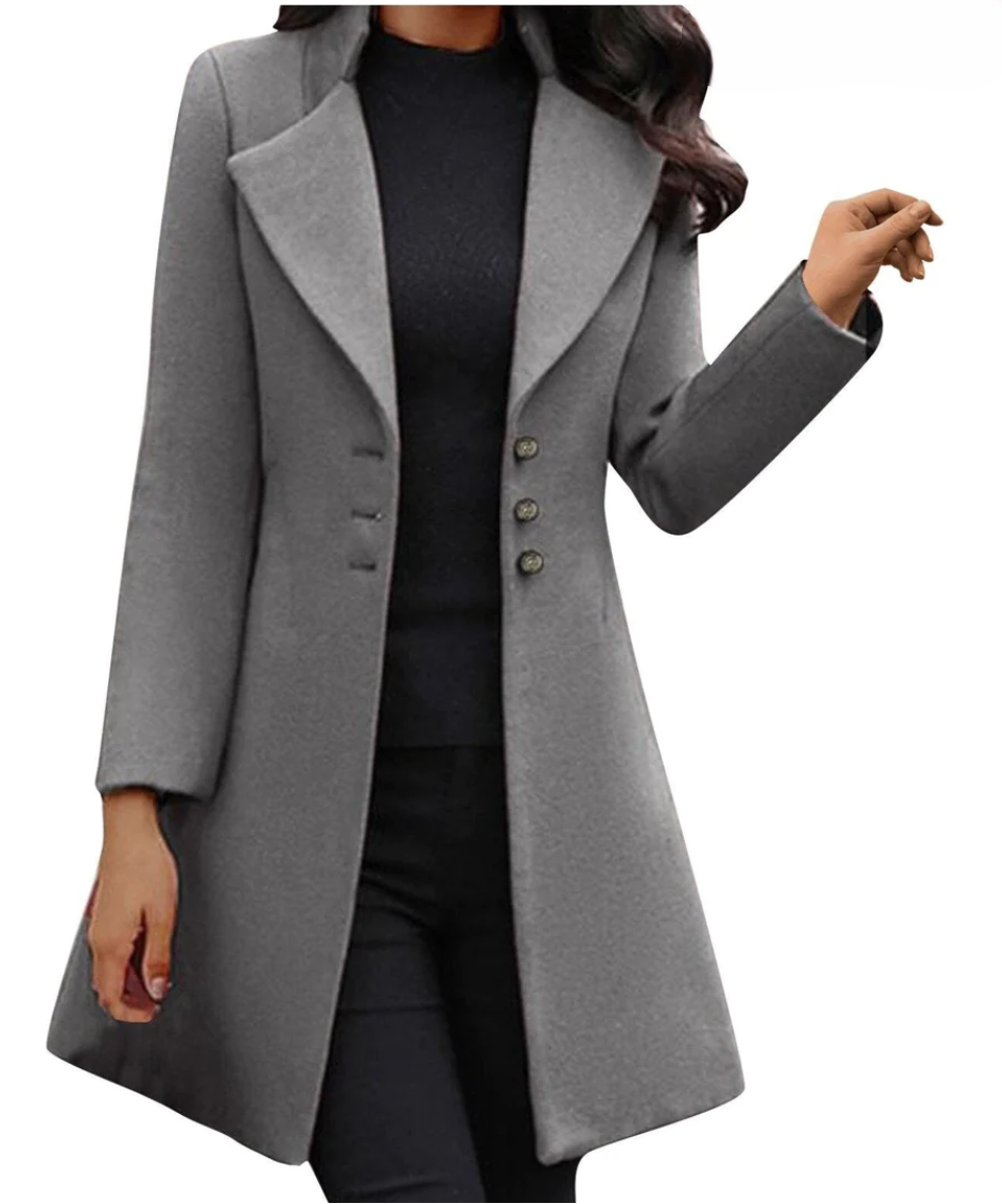 Eleganter Wollmantel für Damen, langärmelig, 100 % Wolle, perfekt für Alltag und Fest, normale Passform, erhältlich in S-XL 2