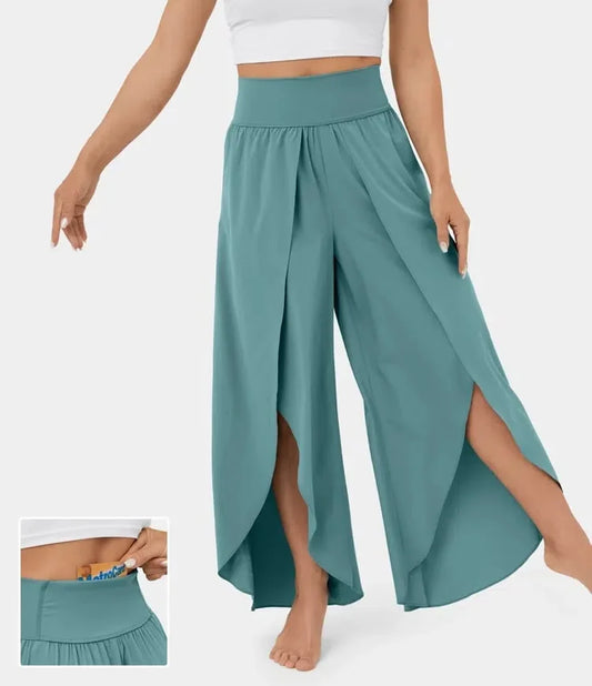 Damen Yogahose Weites Bein Atmungsaktives Material-1