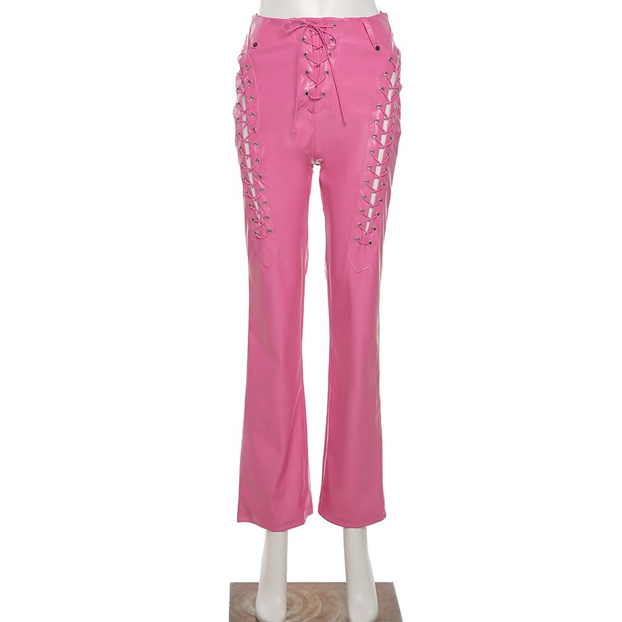Variant image for Lederhose Damen Hohe Taille Monochrom Stil PU Spandex-1