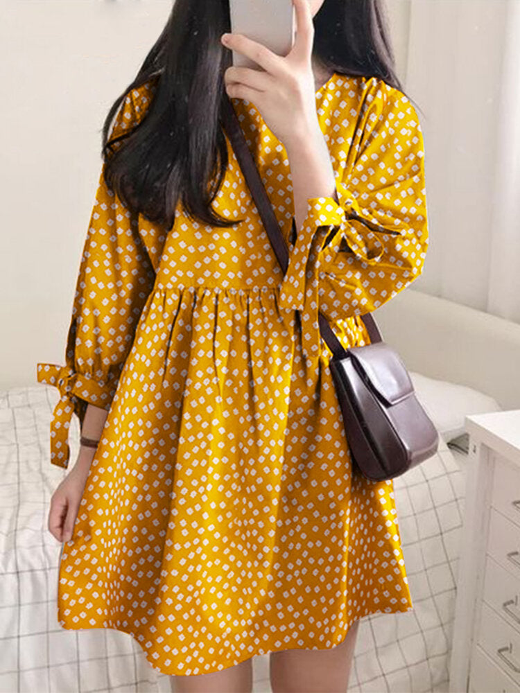 Damen-Midikleid aus Baumwolle mit Rundhalsausschnitt und lockerem Schnitt – Tupfen-Design für sommerliche Anlässe 8