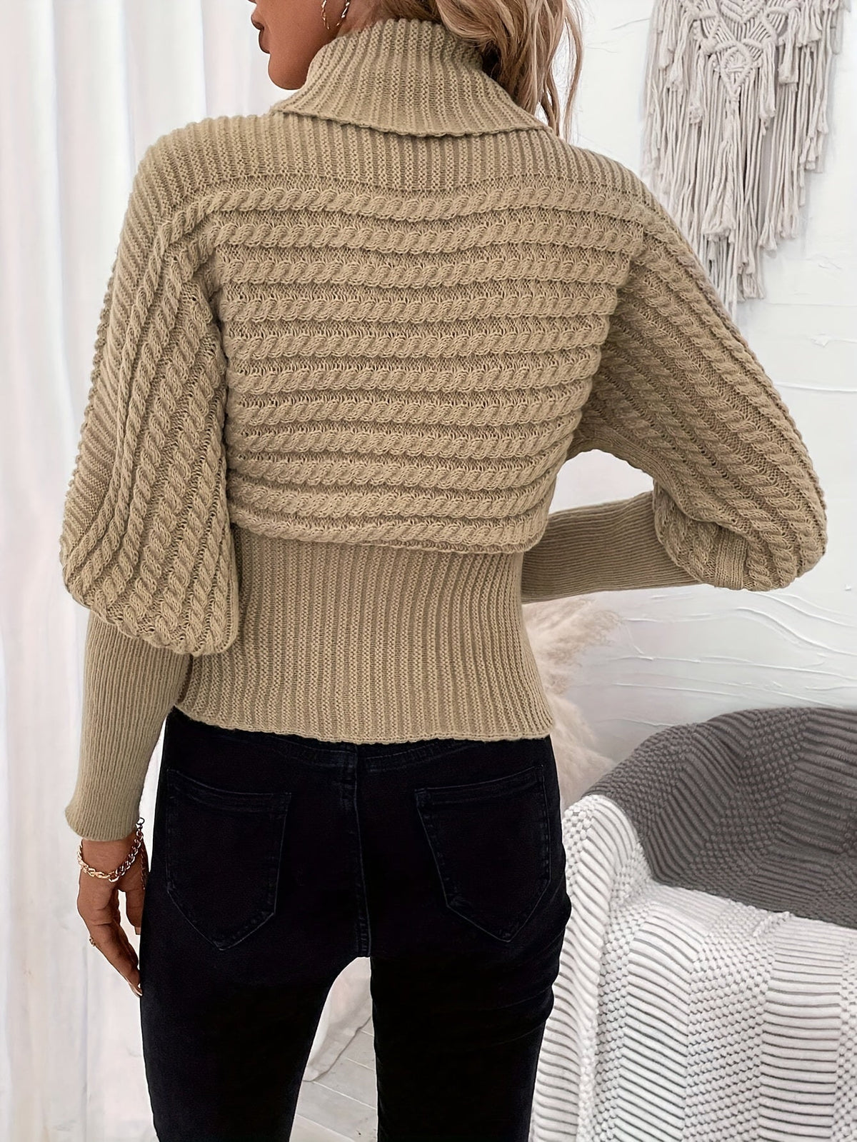 Damen-Oversized-Strickpullover, lockerer Schnitt, Acryl-Mix-2