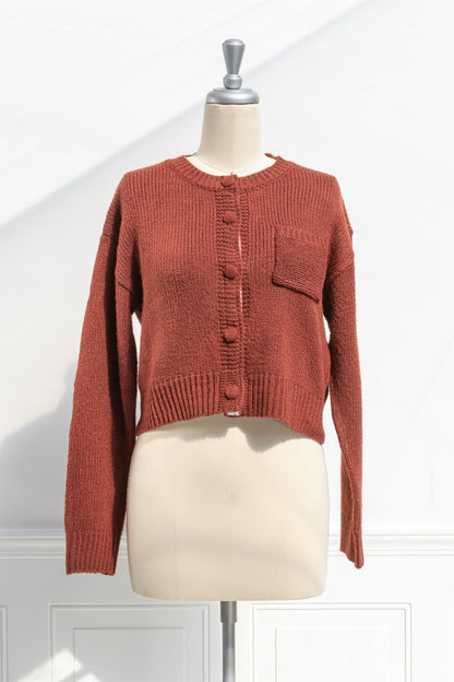 Damen-gestrickter Cardigan mit Knopf, weicher Strickstoff-4