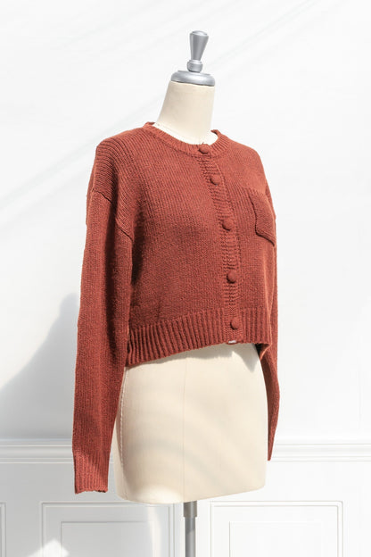 Damen-gestrickter Cardigan mit Knopf, weicher Strickstoff-5