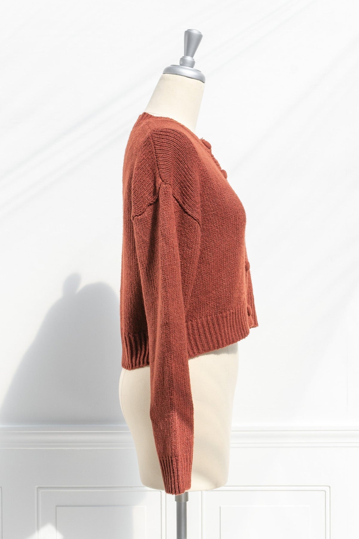 Damen-gestrickter Cardigan mit Knopf, weicher Strickstoff-6