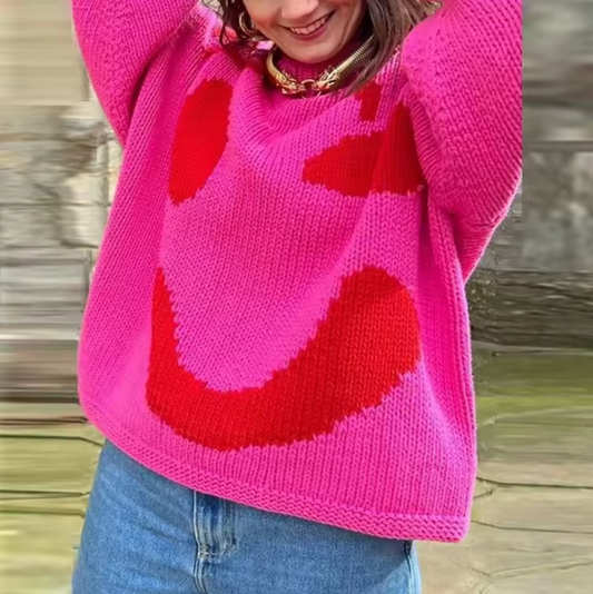 Damen-Oversized-Pullover, Boho-Stil, aus Baumwolle-1