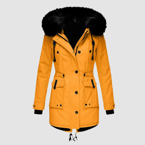 Damen-Mantel Winter Plüsch mit Wollkragen Gefüttert Fleece 1