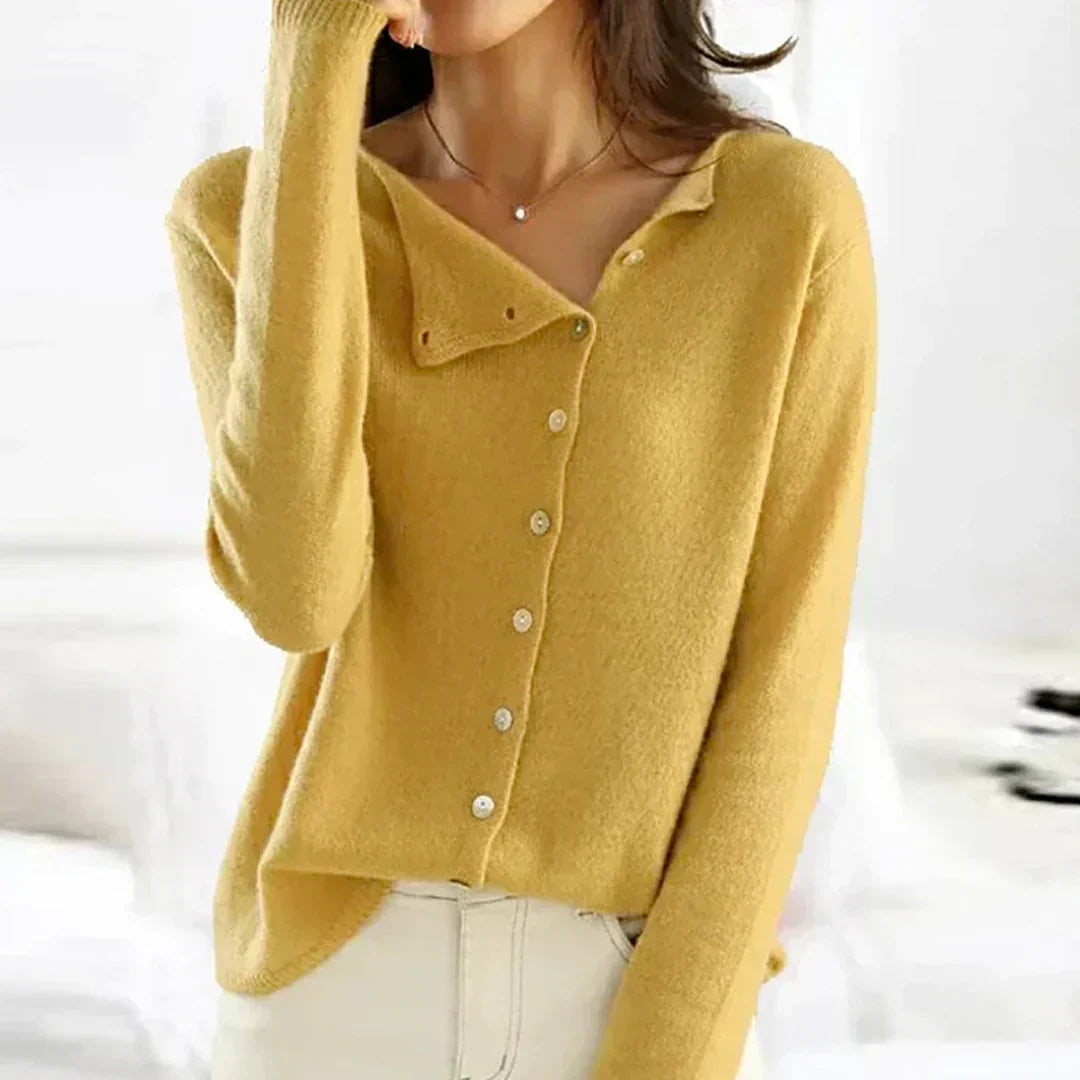 Damen-Strickjacke, asymmetrisches Design, Polyester und Baumwolle-6