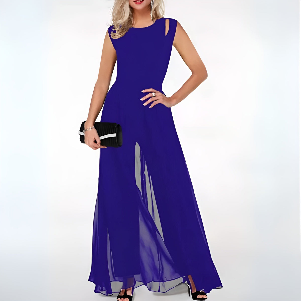 Damen-Jumpsuit Ärmellos Elegant Polyester mit weitem Bein 5
