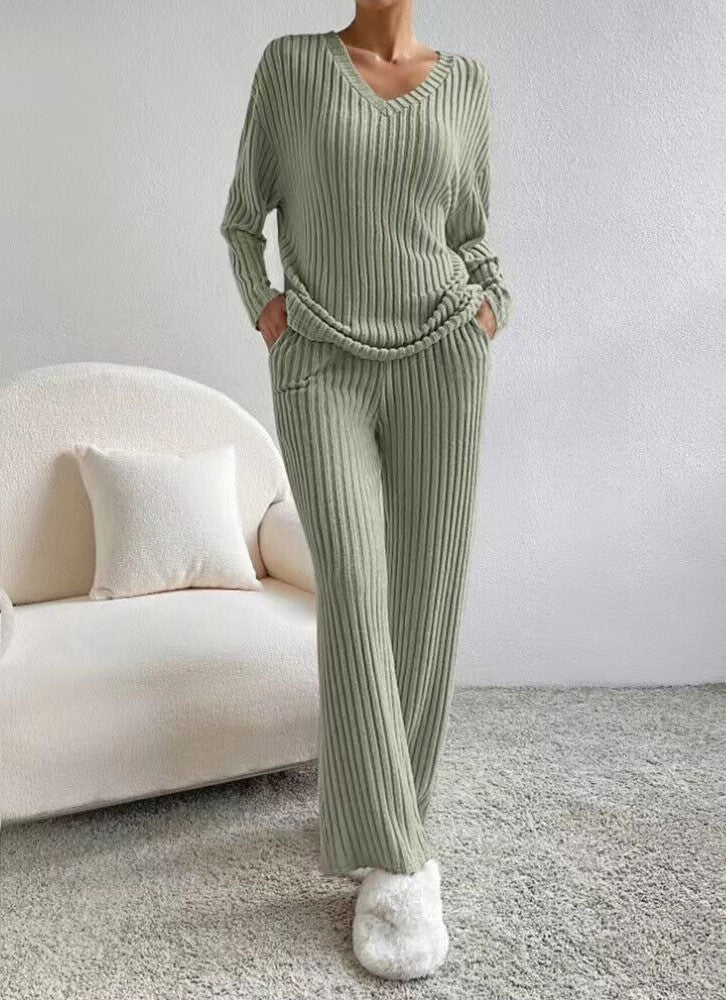Damen Winter-Set Pullover und Hose Weiche Strickware-3