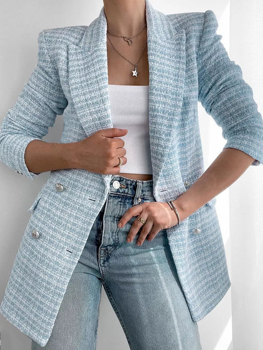 Damen-Tweed-Blazer, elegant, tailliert-1
