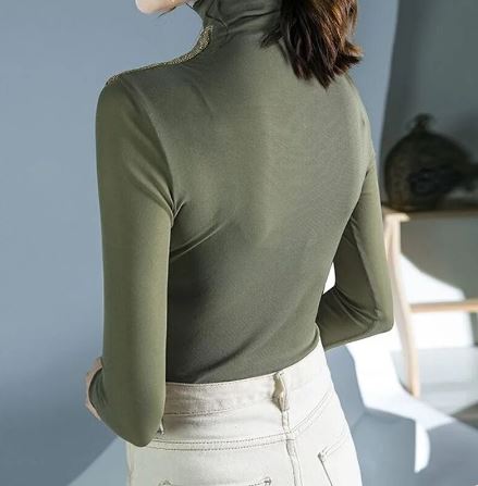 Damen-Rollkragenpullover, weiche Baumwolle, schick-2