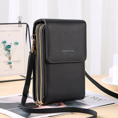 Damen-Crossbody-Tasche, transparentes Handyfach, nachhaltiges Synthetikmaterial-1