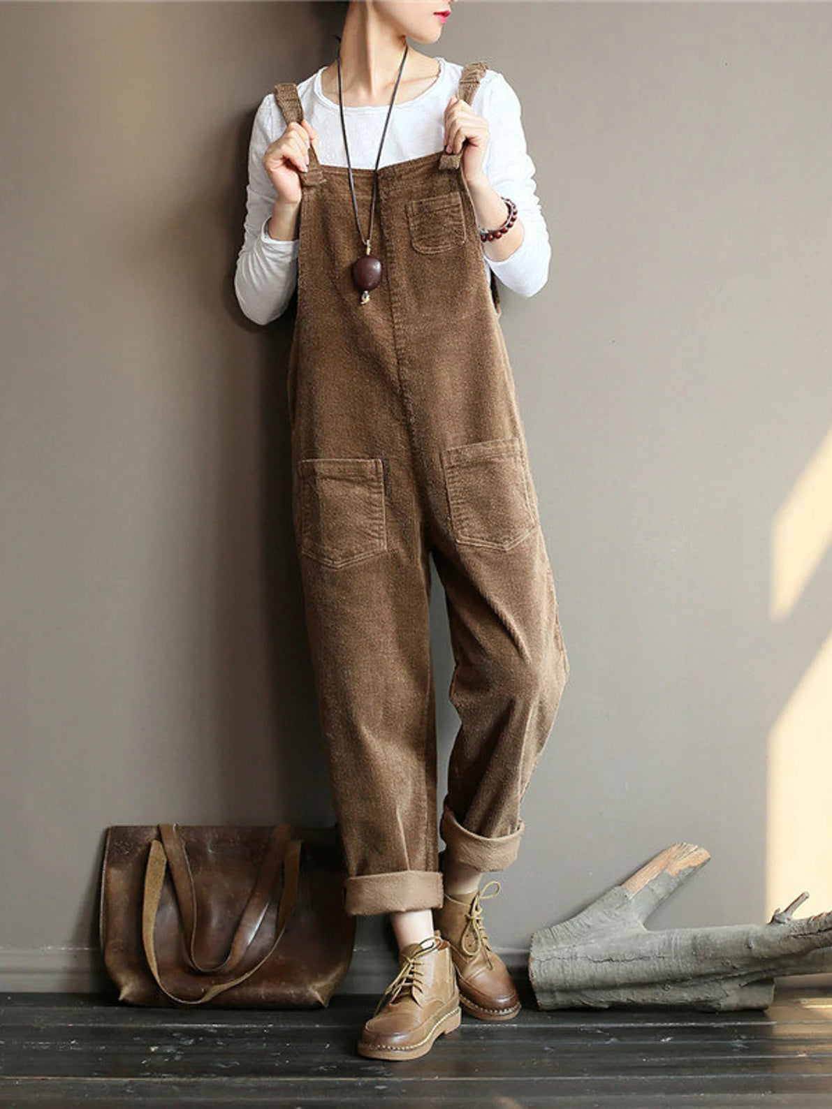 Damen-Overall, weite Beine, Samt, Vintage-Stil-1