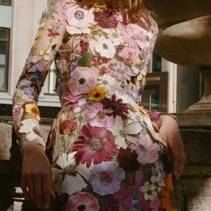 Handgefertigtes Damenblumenkleid aus 100% Baumwolle-3