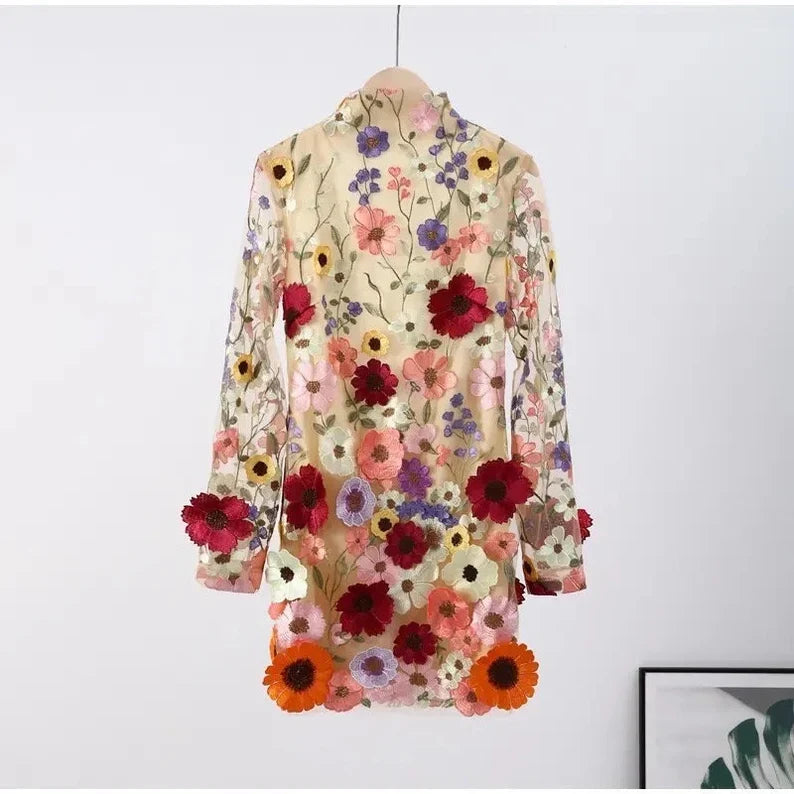 Handgefertigtes Damenblumenkleid aus 100% Baumwolle-2