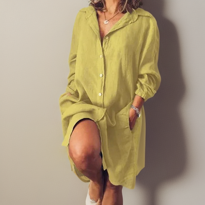 Damen Hemdblusenkleid Lässig Lang Design Leichtes Material-6
