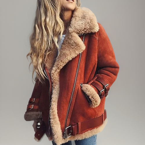 Damen-Mantel, mit Lederdetails, und hohem Kragen, aus Wollpolyester-1