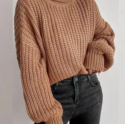 Damen-Rollkragenpullover, lässig, gestricktes Material 3