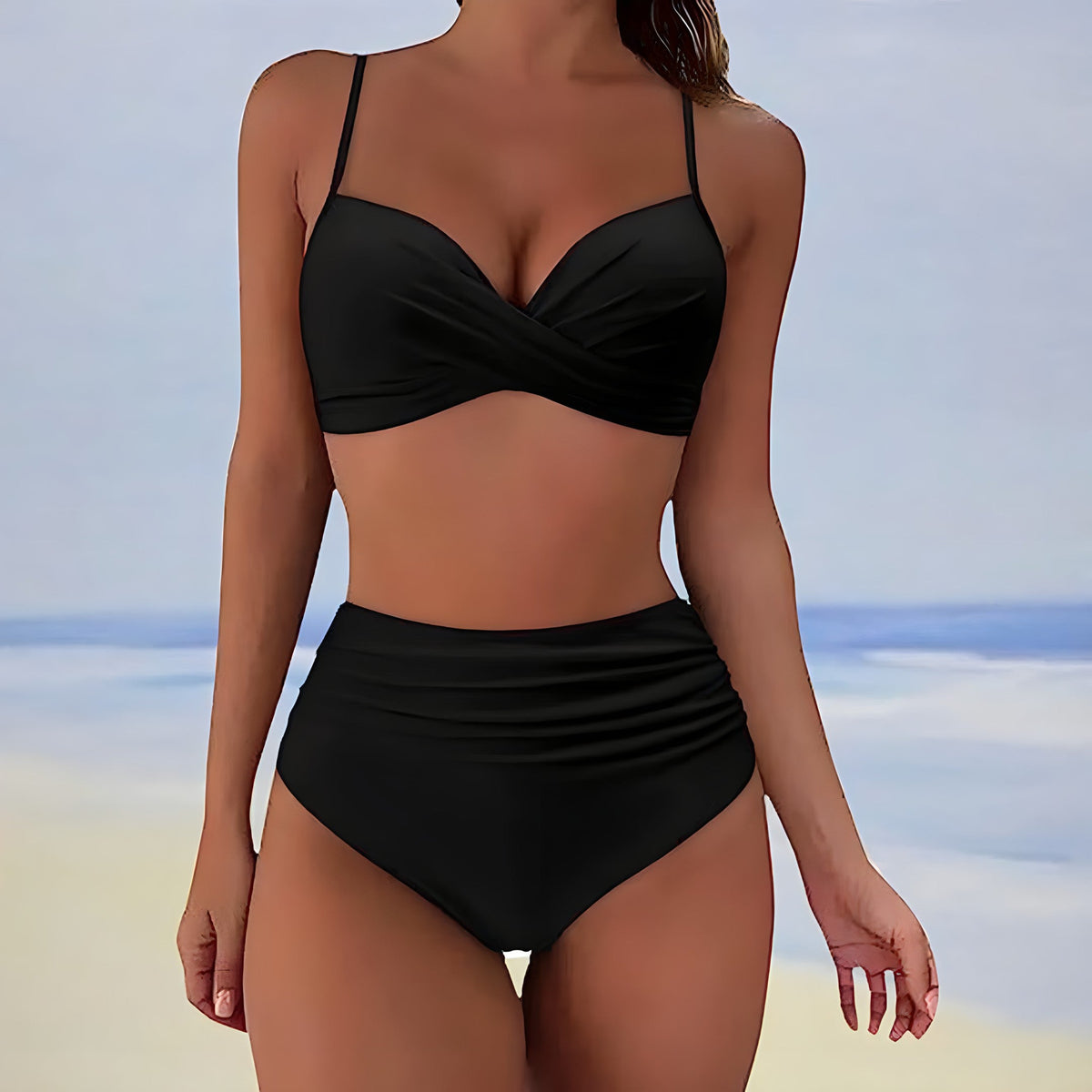 Damen Badeanzug Hohe Taille Stretch Material 9