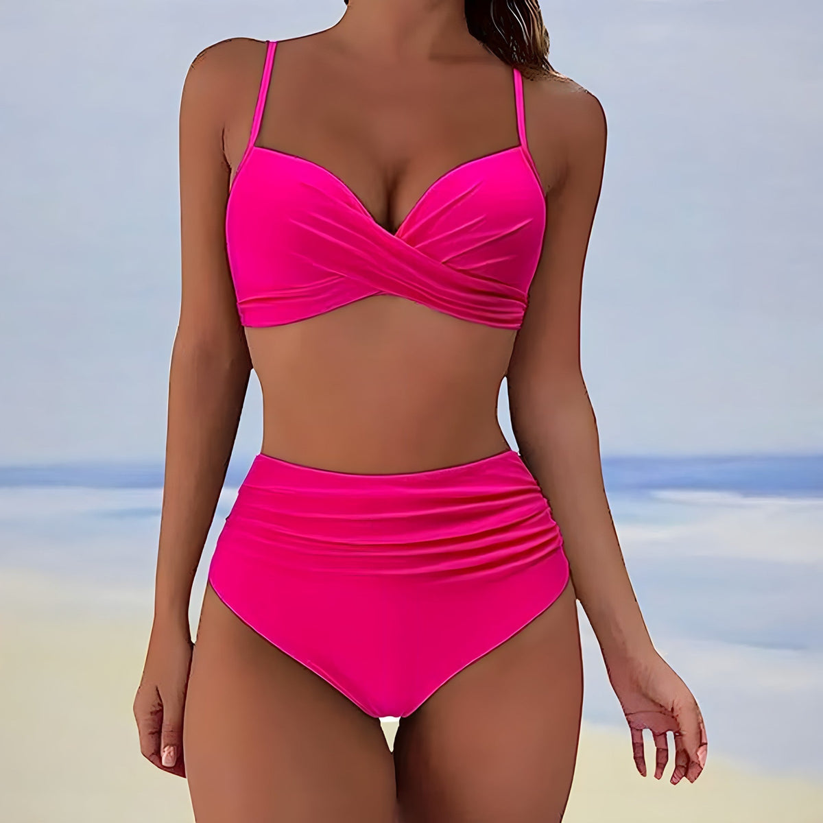 Damen Badeanzug Hohe Taille Stretch Material 12