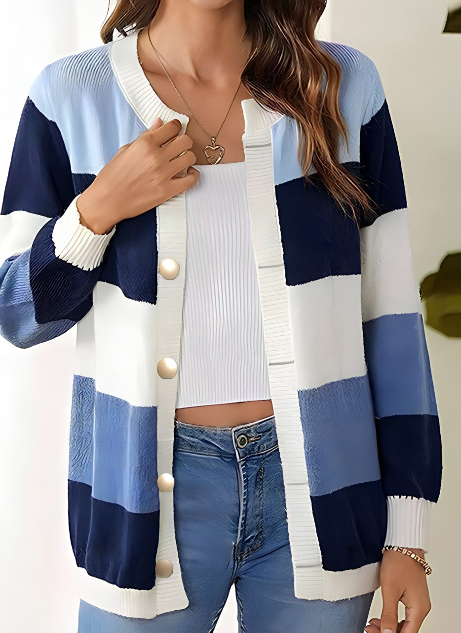 Langer Damen-Cardigan in bunten Mustern mit Knopfverschluss – 100% Acryl, lockere Passform, perfekt für Layer-Look-Styling 2