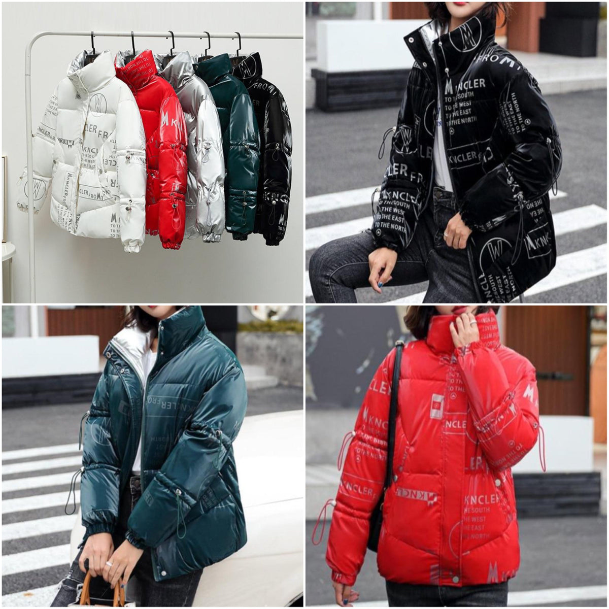 Damenjacke Kurz Gesteppt Baumwolle Polyester mit hohem Kragen und Seitentaschen-6