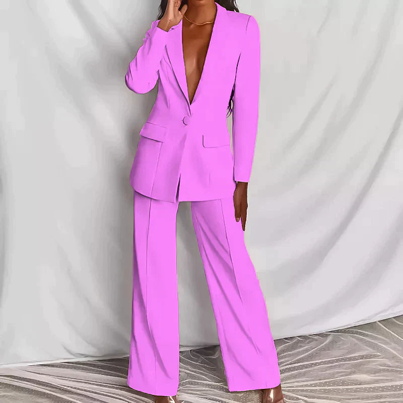 Variant image for Damen Blazer und Hose Klassischer Stil Polyester Elastan-22