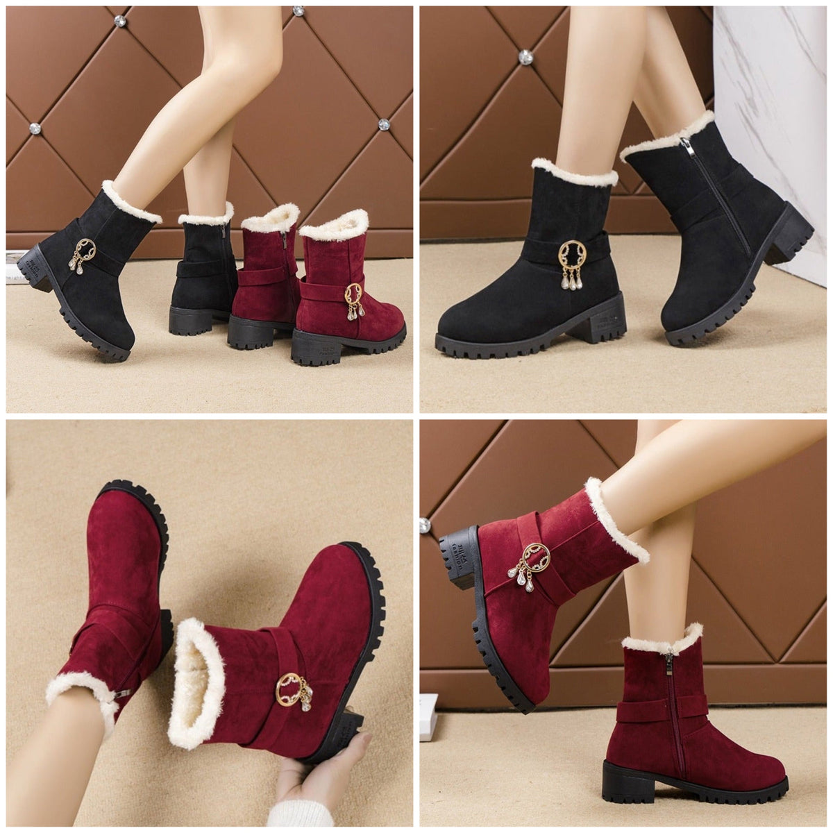 Damen-Stiefel, hoher Absatz, Reißverschluss, Eco, Leder-4