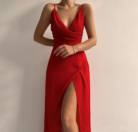 Damen-Kleid, Etui, Spaghettiträger, V-Ausschnitt, Polyester-3