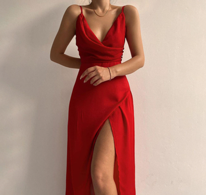 Damen-Kleid, Etui, Spaghettiträger, V-Ausschnitt, Polyester-3