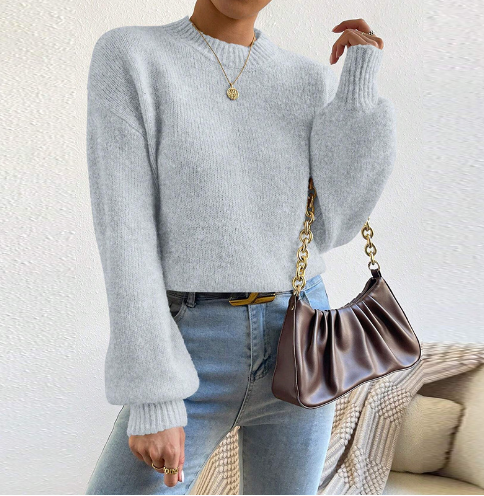 Damen-Pullover, lange Ärmel, klassisch, weicher Stoff-1
