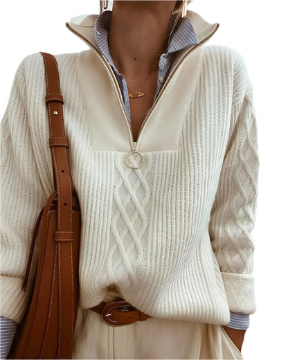 Variant image for Damen-Strickpullover, Zopfstrick, mit Reißverschluss-1