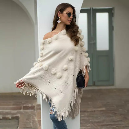 Damen-Poncho, Boho-Stil, luftig, Baumwolle, Polyester-1