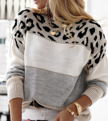 Damen-Strickpullover im Leopardenmuster – aus bequemer 100% Baumwolle, moderne Passform, perfekt für Alltag und Fest 2
