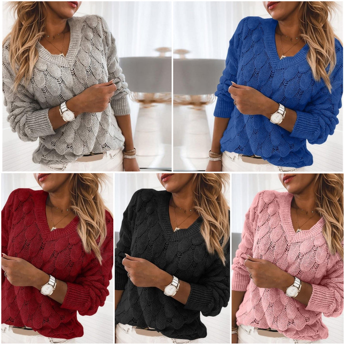 Damen-Strickpullover, trendy Design, aus Baumwolle und Polyester-2