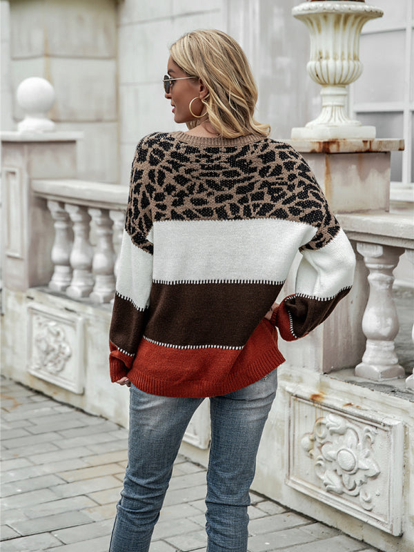 Damen-Pullover, Leopardenmuster, leichtes Polyester-3