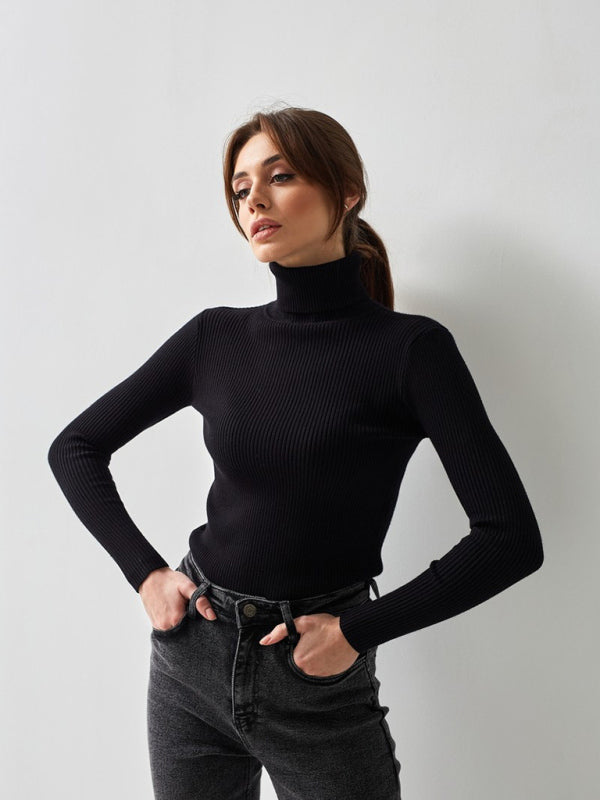 Damen-Rollkragenpullover, gerippt, Baumwolle 9