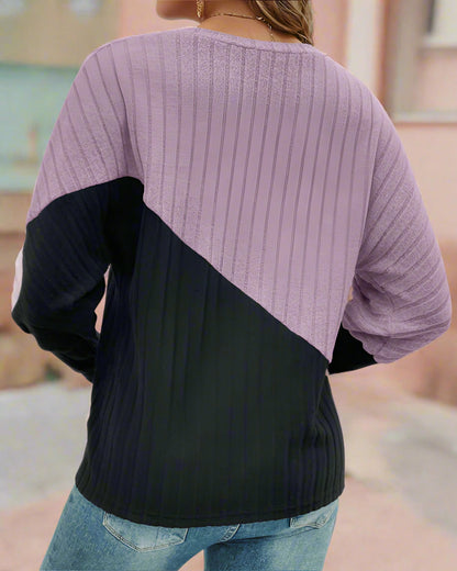 Damen-Strickpullover, Farbblock, modernes Design, Acrylmischung-3