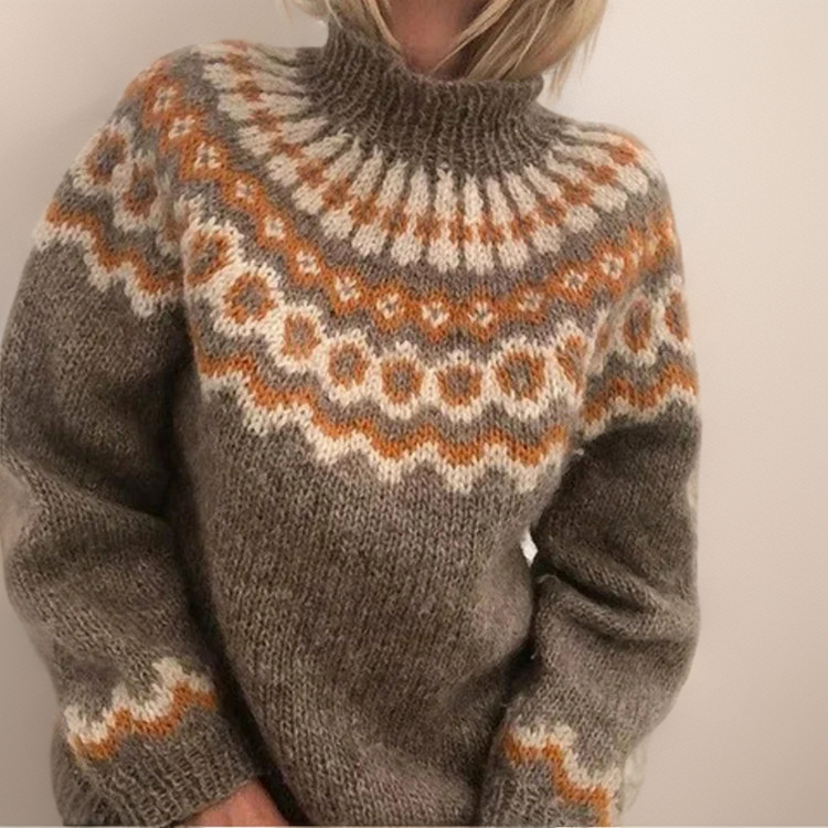 Variant image for Damen-Strickpullover, norwegisch, Muster, Wollmischung, lockere Passform-19