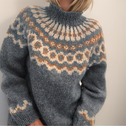 Variant image for Damen-Strickpullover, norwegisch, Muster, Wollmischung, lockere Passform-7