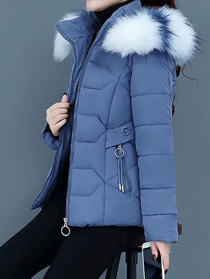 Variant image for Damen-Lange Winterjacke, modern, mit Pelz, Kragen, Polyester-11