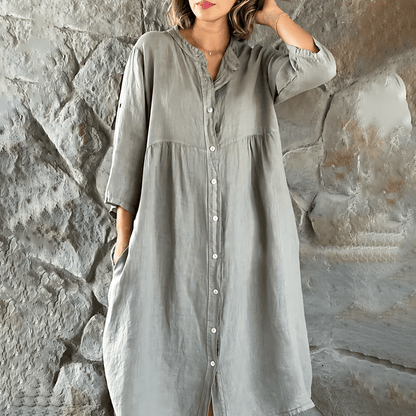 Schöne Damenkleider, leichtes Leinenkleid mit lockerer Passform-4