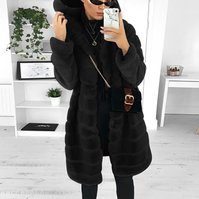Variant image for Damen-Winterjacke mit Kapuze mittellang Kunstpelz-25