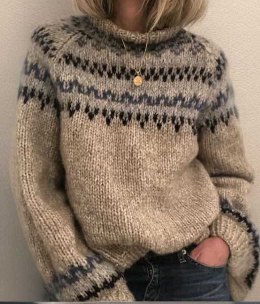 Variant image for Damen-Pullover, Wollmix, traditionell, Rundpassen-Muster, lässige Passform-6