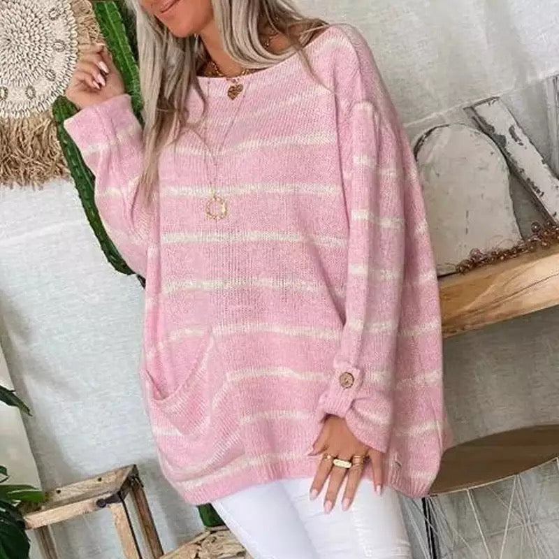 Variant image for Damen-Strickpullover, lange Baumwolle, Polyester, Rundhals, Ausschnitt, relaxed, fit-17